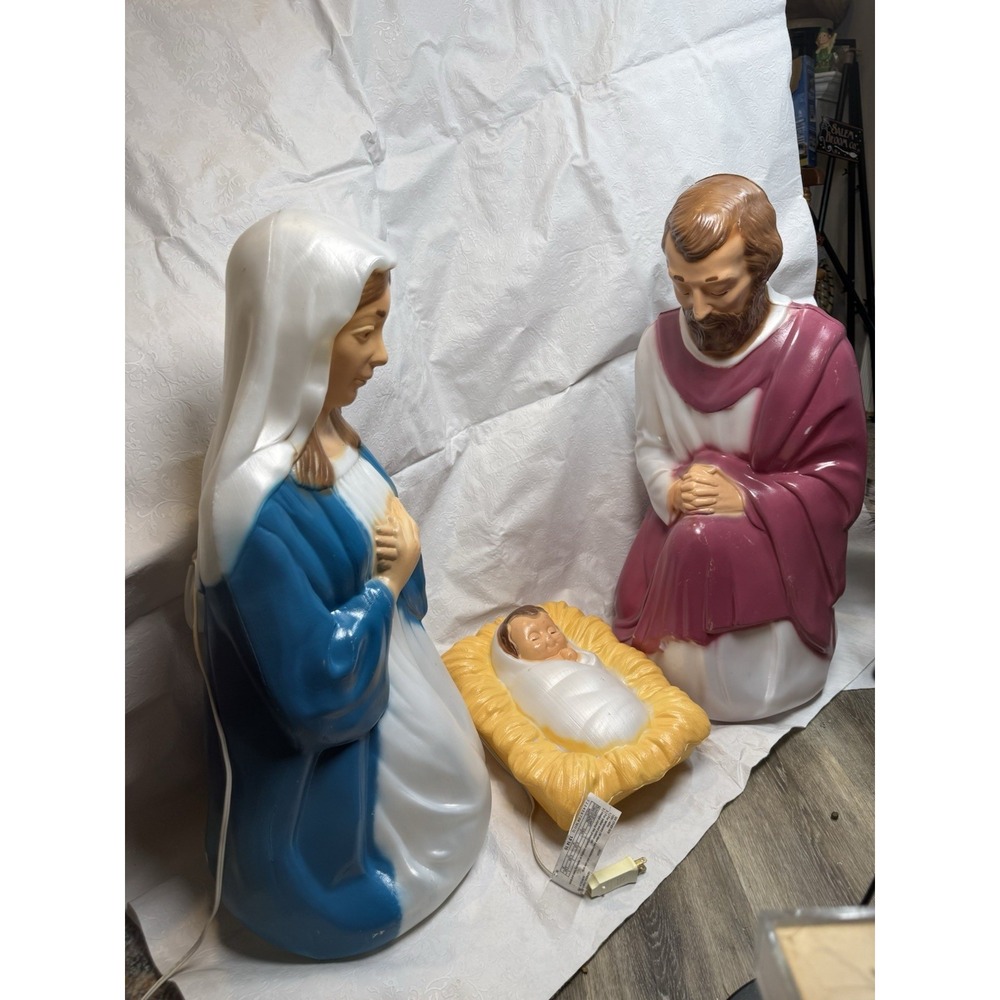Blow Mold Christmas Nativity Set of 3 General Foam New U.S.A. Large 28" EUC